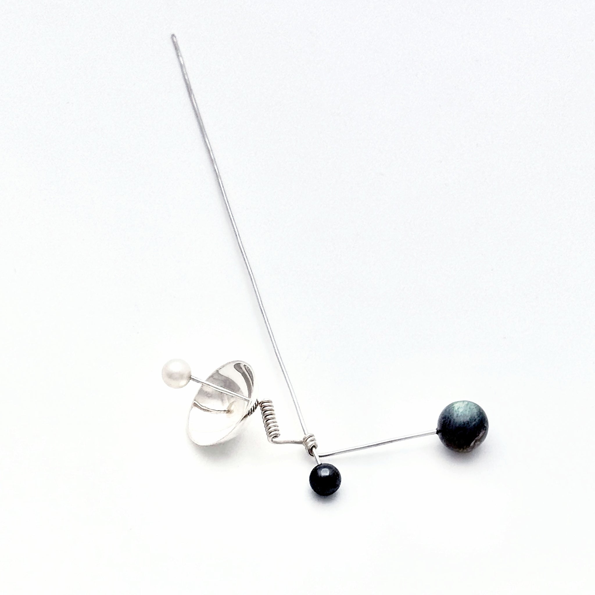 Mizar Hairpin in Silver with Glass and Gemstones